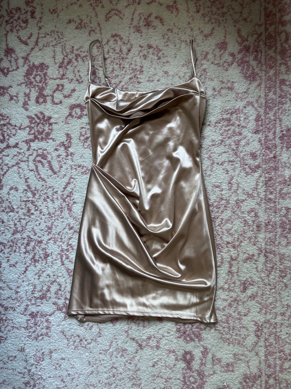 Gold Satin Cowl Neck Slip Dress